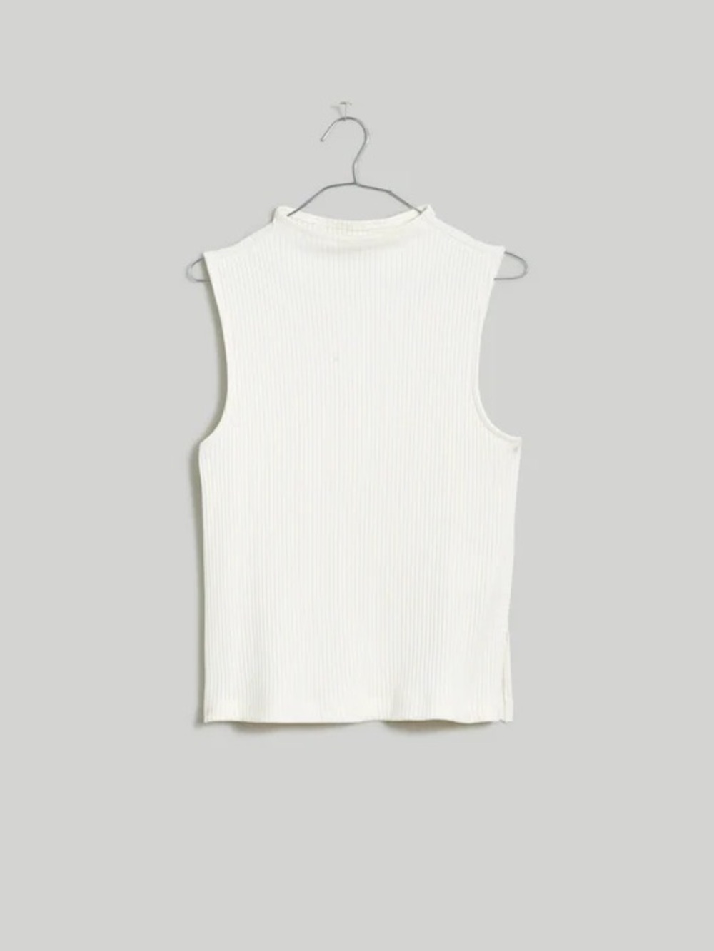 Madewell Side-Slit Mockneck Tank in Lighthouse White / Cream - Size Large